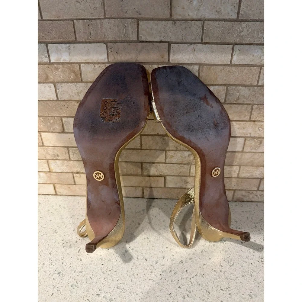 Michael Kors Gold Metallic Slingback Heels Women's Size 8 Open‎ Toe Dress